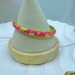 Pink Flower Enamel Cloisonne Bracelet Bangle